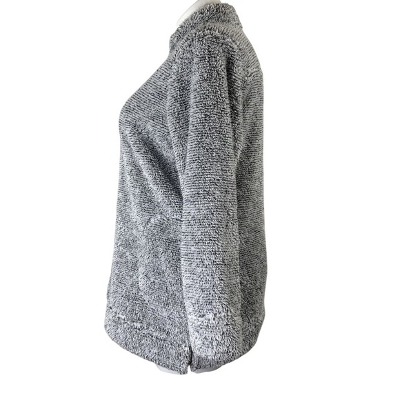 Soft Surroundings Luxe Faux Sherpa 1/4 Zip Pullover Gray Soft Pockets Women's L - Picture 8 of 11